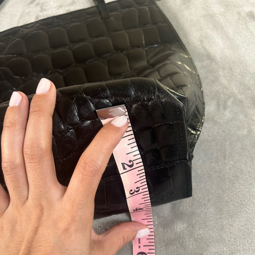 Furla crocodile embossed black leather tote bag - Picture 13 of 16